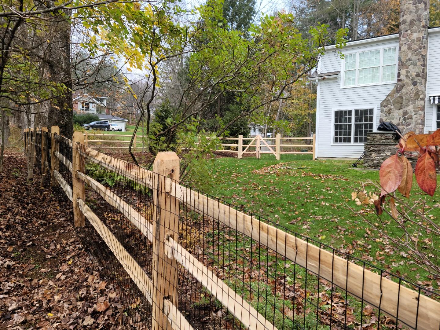 Split rail cedar fence installed by Arrow Fence Inc in Connecticut